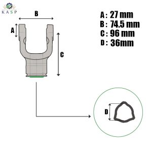 MACHOIRE TUBE TRIPLE INTÉRIEUR Croisillon 27×74,5
