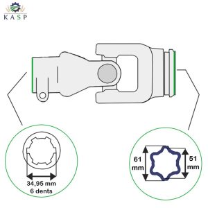NOEUD CARDAN TUBE ÉTOILE EXTÉRIEUR Croisillon 36×89