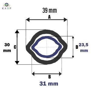 Tube Citron 39x31/30x23,5 Longeur 1 mètres-Croisillon 22x54,8
