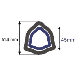 tube triangle 51,6 x45  Longeur 1 mètres-Croisillon 30,2x80/32x76