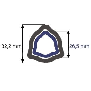 tube triangle 32,5 x26,5  Longeur 1 mètres-Croisillon 22×54,8