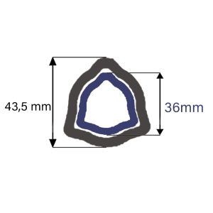 tube triangle 43,5 x36  Longeur 1 mètres-Croisillon 27x70/27x74,6